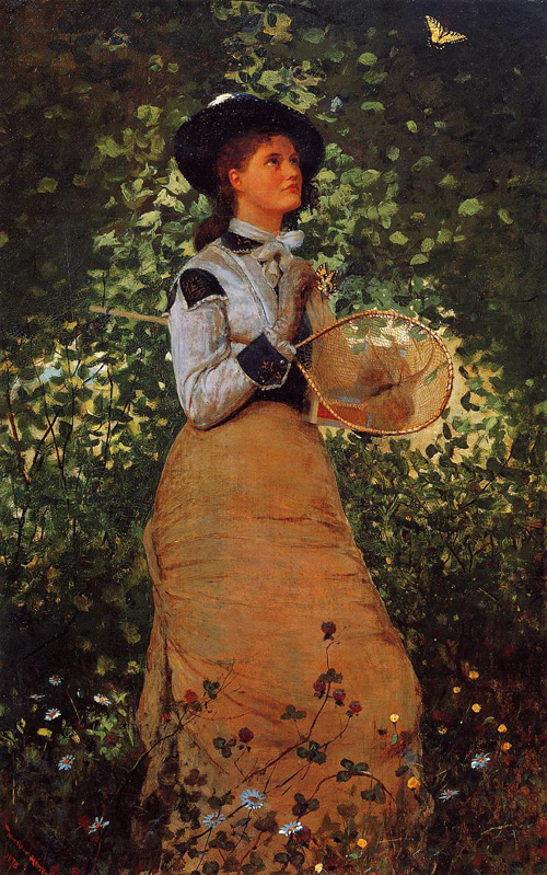 (image for) Handmade oil painting Copy paintings of famous artists Winslow Homer's paintings The Butterfly Girl